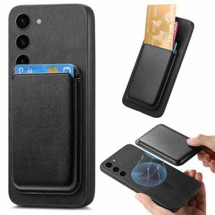 For Samsung Galaxy S23 5G Retro Magsafe Card Bag PU Back Cover Phone Case(Black)