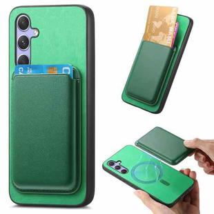 For Samsung Galaxy A15 Retro Magsafe Card Bag PU Back Cover Phone Case(Green)