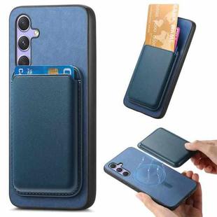 For Samsung Galaxy A54 Retro Magsafe Card Bag PU Back Cover Phone Case(Blue)
