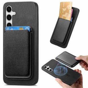 For Samsung Galaxy S25 5G Retro Magsafe Card Bag PU Back Cover Phone Case(Black)