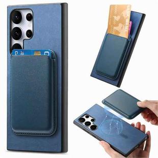 For Samsung Galaxy S25 Ultra 5G Retro Magsafe Card Bag PU Back Cover Phone Case(Blue)