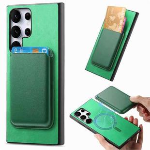 For Samsung Galaxy S25 Ultra 5G Retro Magsafe Card Bag PU Back Cover Phone Case(Green)