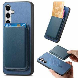 For Samsung Galaxy S24 FE 5G Retro Magsafe Card Bag PU Back Cover Phone Case(Blue)