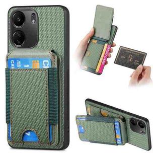 For Xiaomi Redmi 13C Carbon Fiber Vertical Flip Wallet Stand Phone Case(Green)