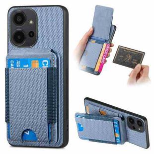 For Xiaomi Redmi Note 12 4G Carbon Fiber Vertical Flip Wallet Stand Phone Case(Blue)