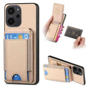 For Xiaomi Poco X5 Pro Carbon Fiber Vertical Flip Wallet Stand Phone Case(Khaki)