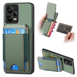 For Xiaomi Poco X5 Carbon Fiber Vertical Flip Wallet Stand Phone Case(Green)