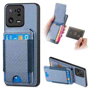 For Xiaomi 13 Pro 5G Carbon Fiber Vertical Flip Wallet Stand Phone Case(Blue)