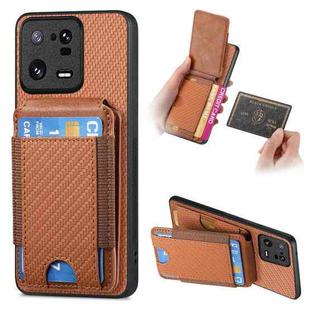 For Xiaomi 13 Pro 5G Carbon Fiber Vertical Flip Wallet Stand Phone Case(Brown)