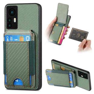 For Xiaomi 12T Carbon Fiber Vertical Flip Wallet Stand Phone Case(Green)
