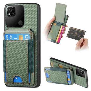 For Xiaomi Redmi 10A Carbon Fiber Vertical Flip Wallet Stand Phone Case(Green)