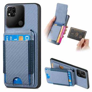 For Xiaomi Redmi 10C Carbon Fiber Vertical Flip Wallet Stand Phone Case(Blue)