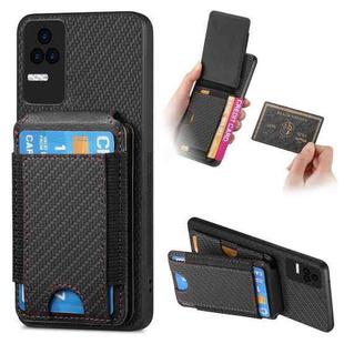 For Xiaomi Redmi K40S Carbon Fiber Vertical Flip Wallet Stand Phone Case(Black)