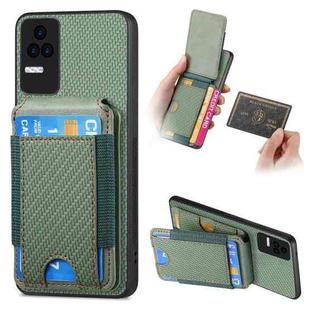 For Xiaomi Redmi K40S Carbon Fiber Vertical Flip Wallet Stand Phone Case(Green)