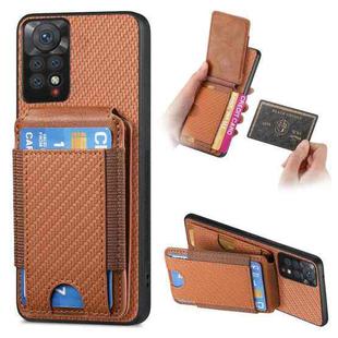 For Xiaomi Redmi Note 11S Carbon Fiber Vertical Flip Wallet Stand Phone Case(Brown)