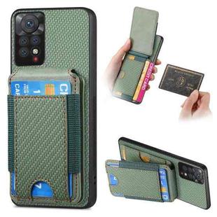 For Xiaomi Redmi Note 11S Carbon Fiber Vertical Flip Wallet Stand Phone Case(Green)