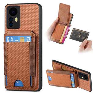 For Xiaomi 12 Pro Carbon Fiber Vertical Flip Wallet Stand Phone Case(Brown)