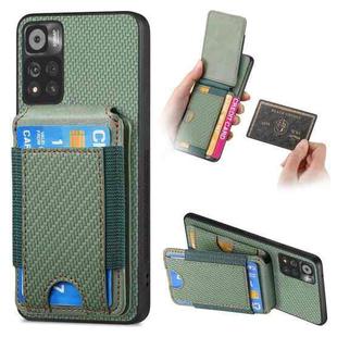 For Xiaomi Redmi 10 Carbon Fiber Vertical Flip Wallet Stand Phone Case(Green)