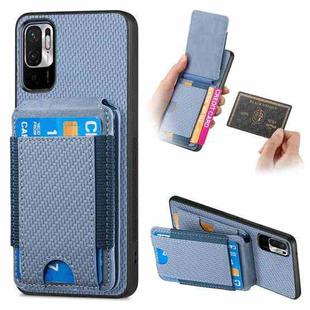 For Xiaomi Redmi Note 10 5G Carbon Fiber Vertical Flip Wallet Stand Phone Case(Blue)