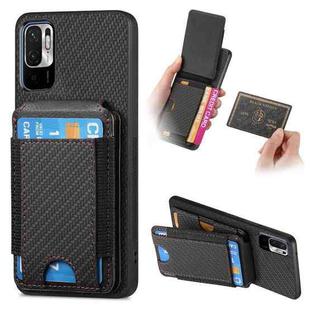 For Xiaomi Redmi Note 10 5G Carbon Fiber Vertical Flip Wallet Stand Phone Case(Black)