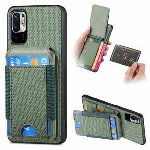 For Xiaomi Redmi Note 10 5G Carbon Fiber Vertical Flip Wallet Stand Phone Case(Green)