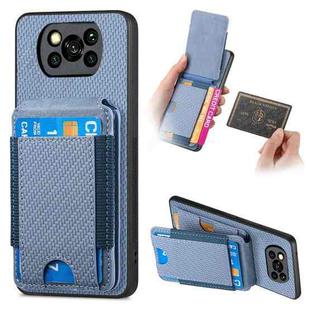 For Xiaomi Poco X3 NFC Carbon Fiber Vertical Flip Wallet Stand Phone Case(Blue)