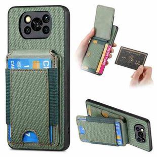 For Xiaomi Poco X3 NFC Carbon Fiber Vertical Flip Wallet Stand Phone Case(Green)