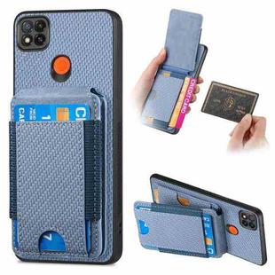 For Xiaomi Redmi 9C Carbon Fiber Vertical Flip Wallet Stand Phone Case(Blue)