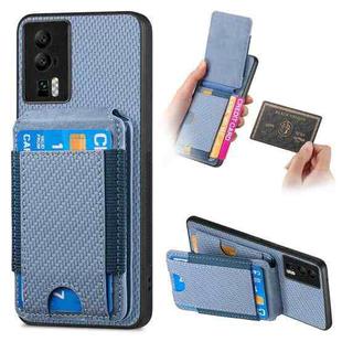For Xiaomi Redmi K60 / K60 Pro Carbon Fiber Vertical Flip Wallet Stand Phone Case(Blue)