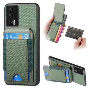 For Xiaomi Redmi K60 / K60 Pro Carbon Fiber Vertical Flip Wallet Stand Phone Case(Green)