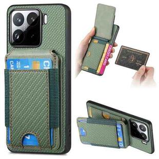 For Xiaomi 15 Pro Carbon Fiber Vertical Flip Wallet Stand Phone Case(Green)