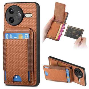 For Redmi K80 Pro / Poco F7 Ultra Carbon Fiber Vertical Flip Wallet Stand Phone Case(Brown)