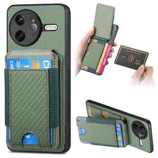 For Redmi K80 Pro / Poco F7 Ultra Carbon Fiber Vertical Flip Wallet Stand Phone Case(Green)