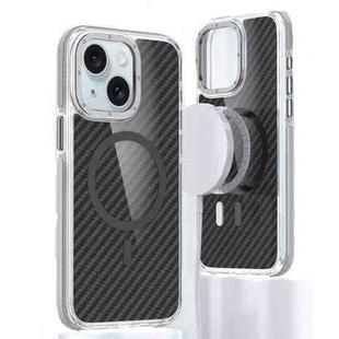 For iPhone 15 Plus Magsafe Dual-Color Carbon Fiber Phone Case(Grey)