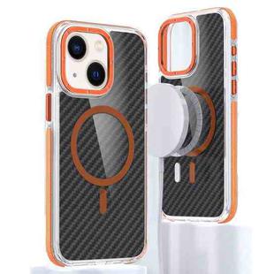 For iPhone 13 Magsafe Dual-Color Carbon Fiber Phone Case(Orange)