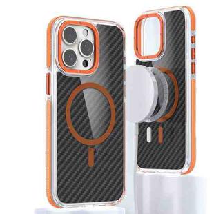For iPhone 12 Pro Max Magsafe Dual-Color Carbon Fiber Phone Case(Orange)