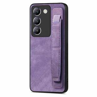 For vivo Y100 IDN Retro Wristband Holder Leather Back Phone Case(Purple)