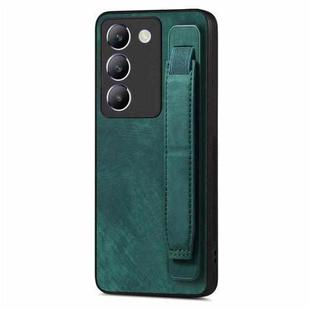 For vivo Y100 Retro Wristband Holder Leather Back Phone Case(Green)
