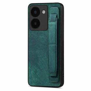 For vivo Y52T Retro Wristband Holder Leather Back Phone Case(Green)
