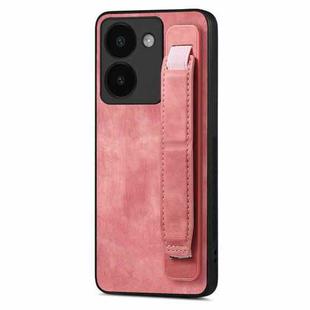 For vivo Y52T Retro Wristband Holder Leather Back Phone Case(Pink)