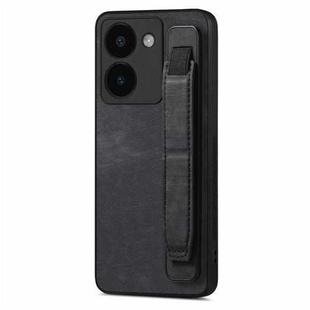 For vivo Y52T Retro Wristband Holder Leather Back Phone Case(Black)