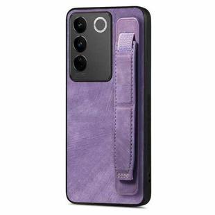 For vivo S16 / V27 Retro Wristband Holder Leather Back Phone Case(Purple)
