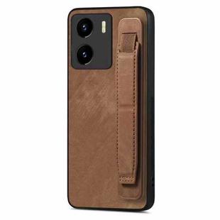 For vivo Y15s / Y10 Retro Wristband Holder Leather Back Phone Case(Brown)