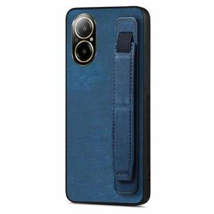 For Realme C67 4G Retro Wristband Holder Leather Back Phone Case(Blue)