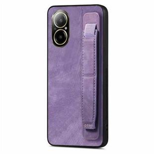 For Realme C67 4G Retro Wristband Holder Leather Back Phone Case(Purple)