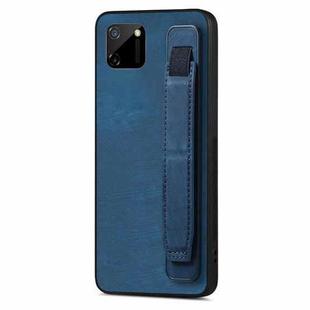 For Realme C11 2021 Retro Wristband Holder Leather Back Phone Case(Blue)