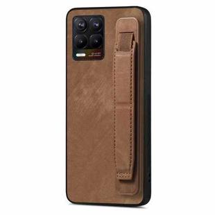 For Realme 8 / 8 Pro Retro Wristband Holder Leather Back Phone Case(Brown)