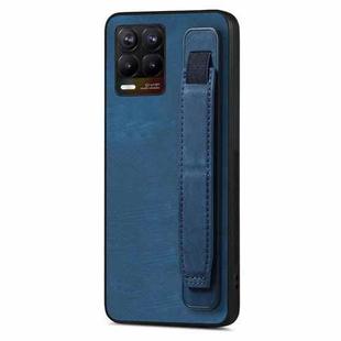 For Realme 8 / 8 Pro Retro Wristband Holder Leather Back Phone Case(Blue)