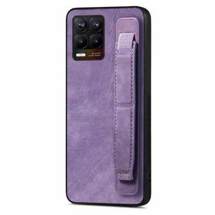 For Realme 8 / 8 Pro Retro Wristband Holder Leather Back Phone Case(Purple)