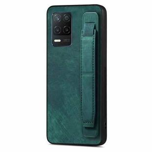 For Realme 8 5G / V13 5G Retro Wristband Holder Leather Back Phone Case(Green)